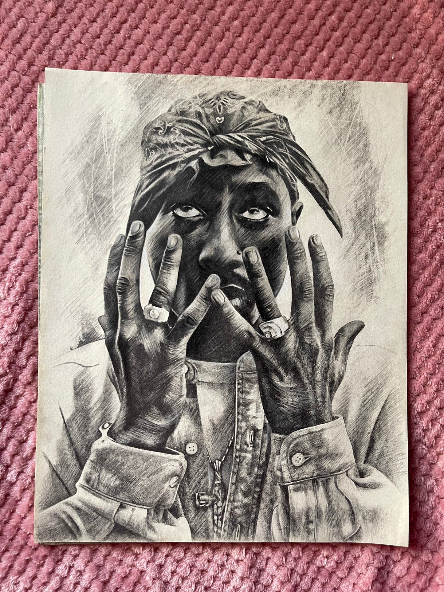 Tupac, original drawing, 11x14in