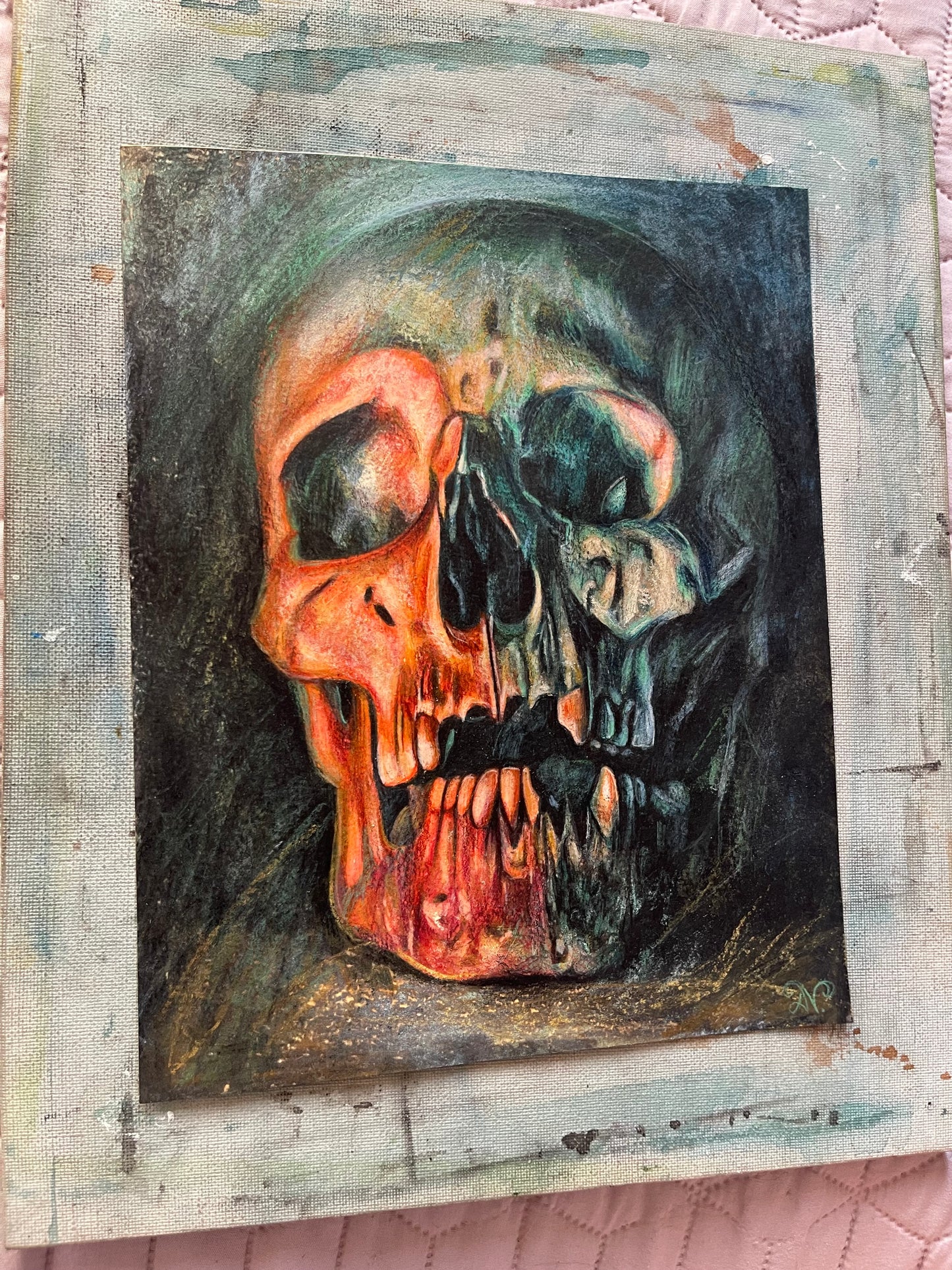 Red skull print, 8x10in