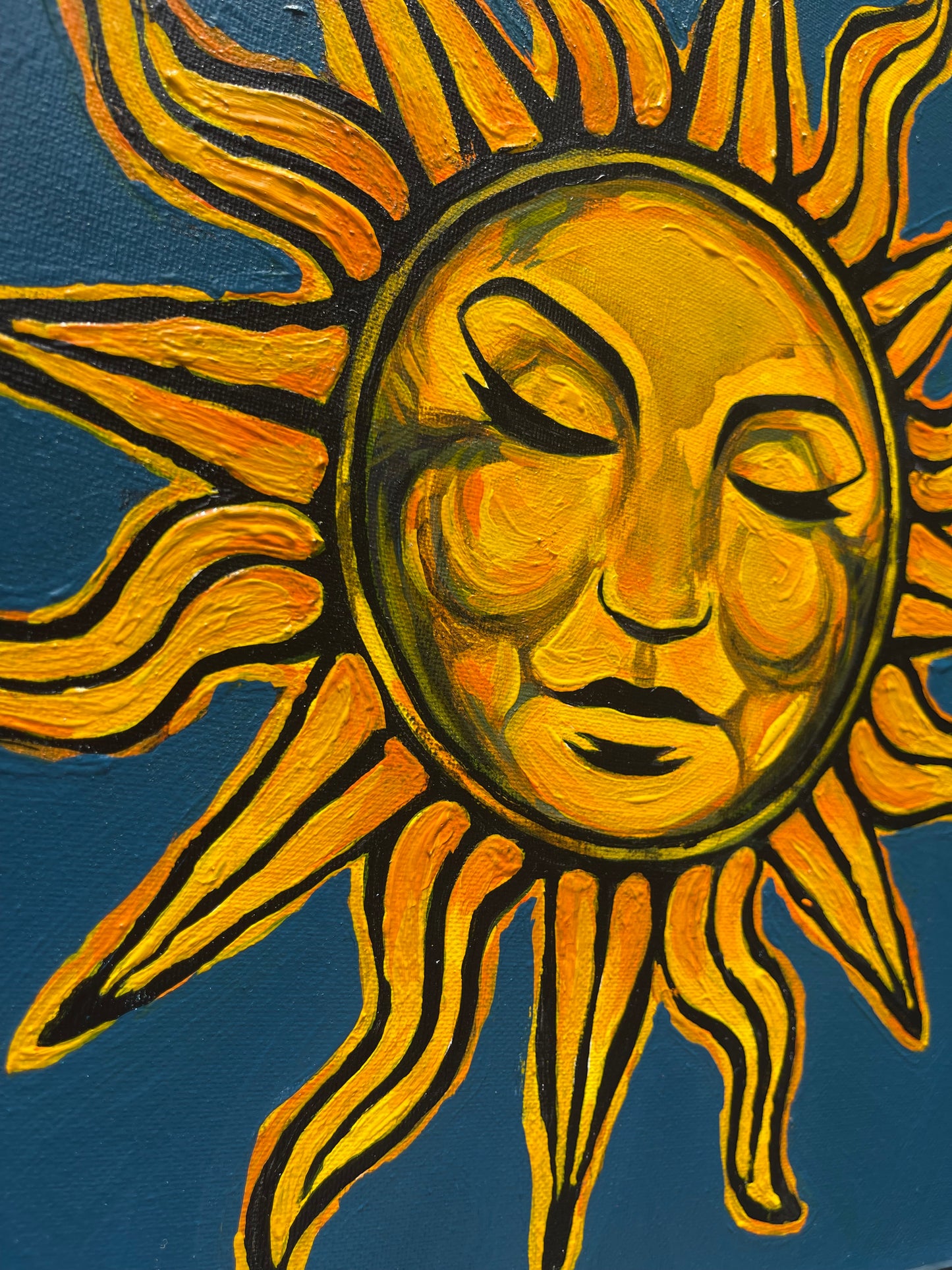 Sun, 14x14in, original painting