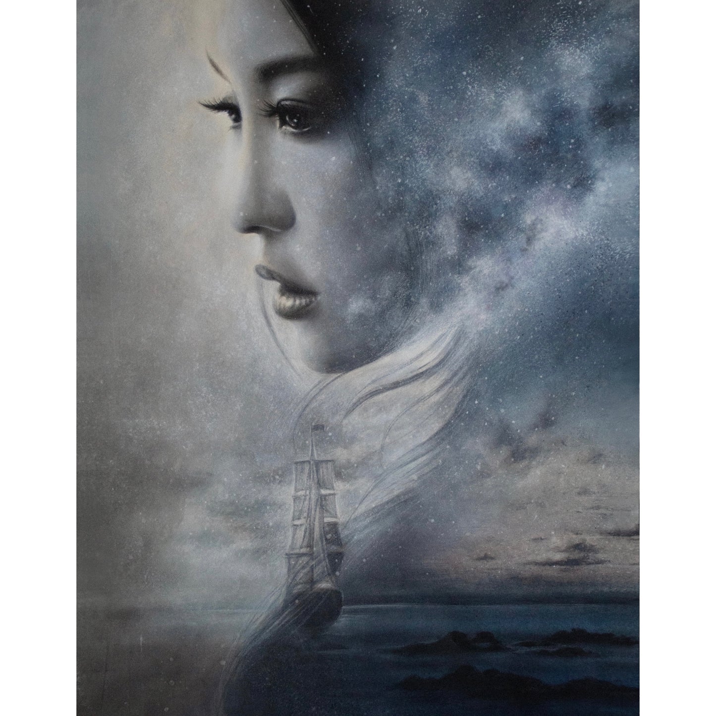 Waiting, original drawing, 20x28in