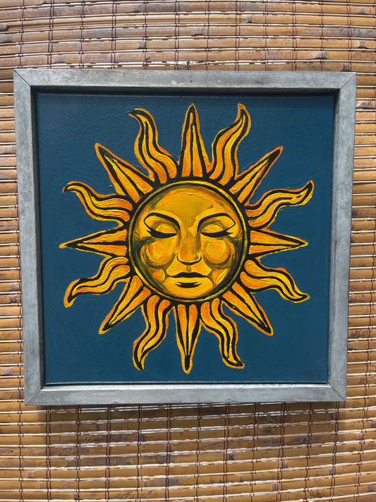 Sun, 14x14in, original painting