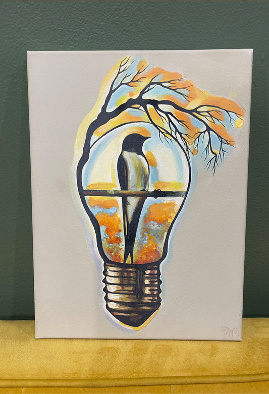 Bird, 9x12in canvas