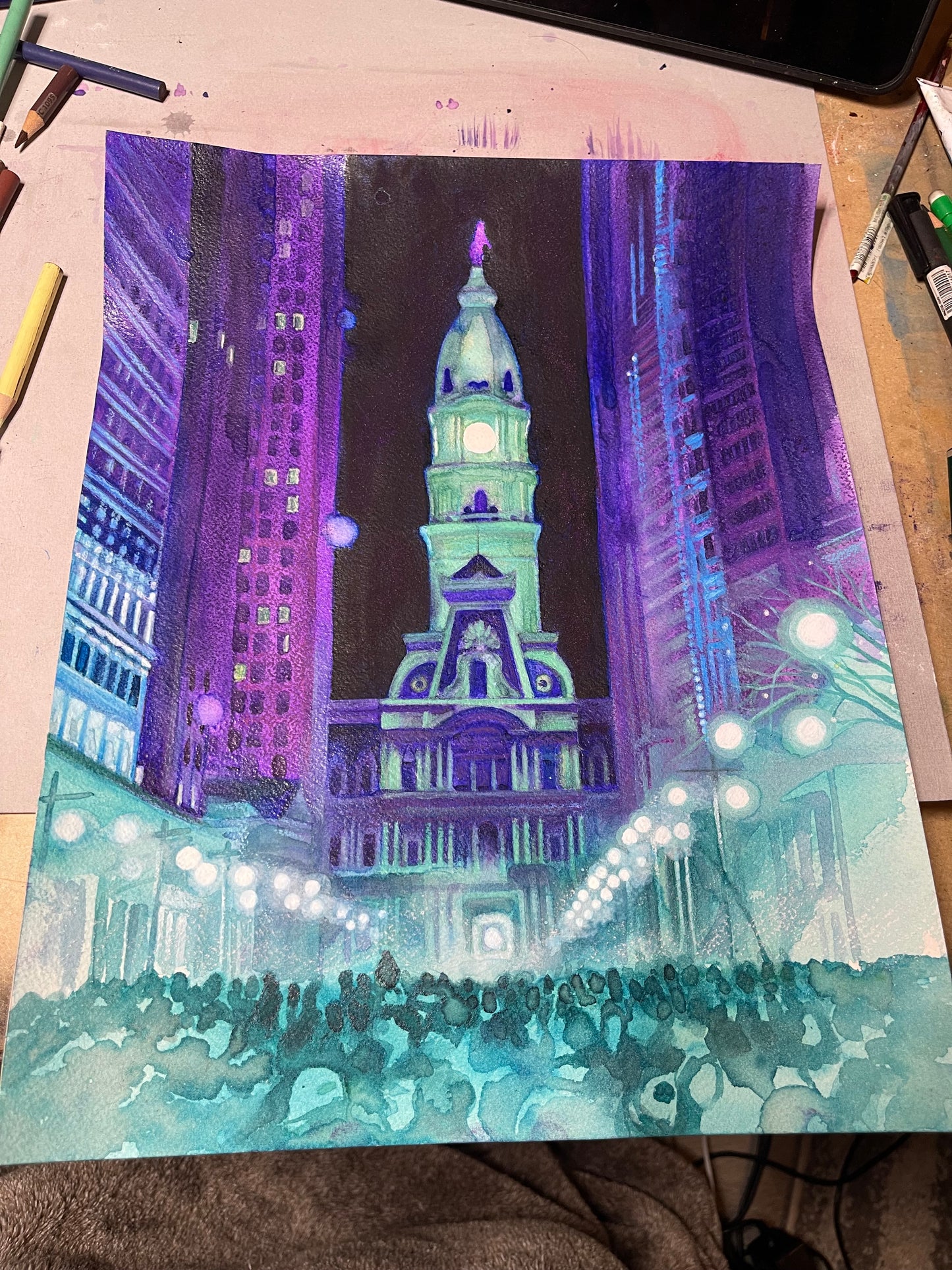 City hall, framed 11x14in