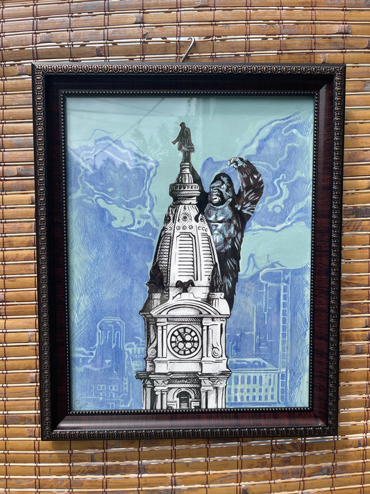 Philly City Hall, 11x14in, original drawing