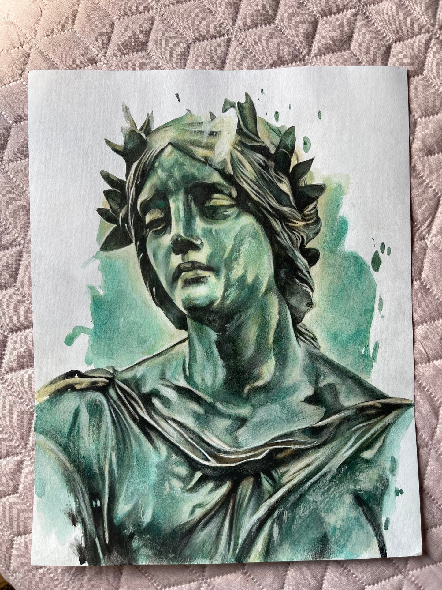 Green goddess, original drawing, 11x14in