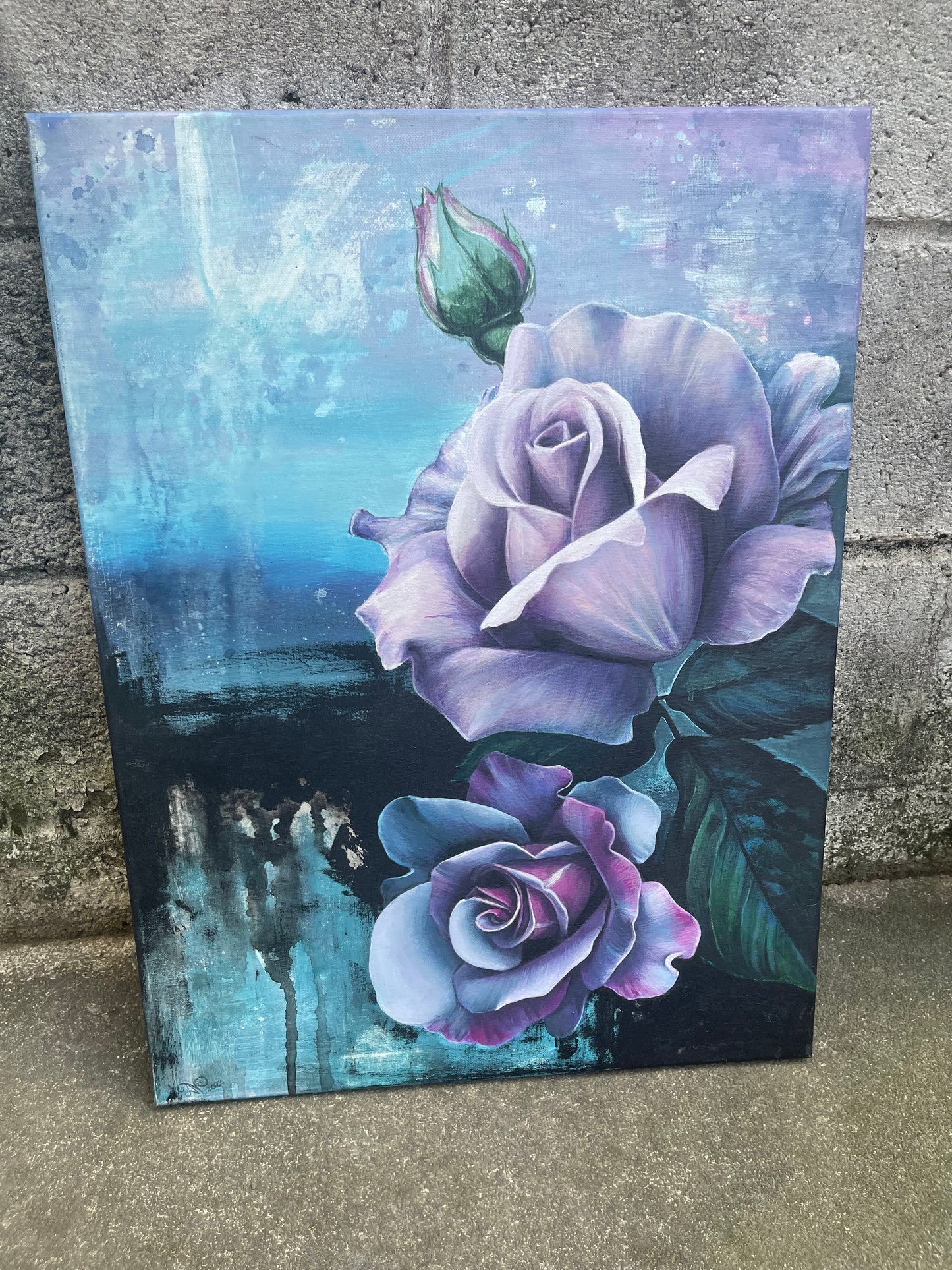 Roses, original painting, 18x24in