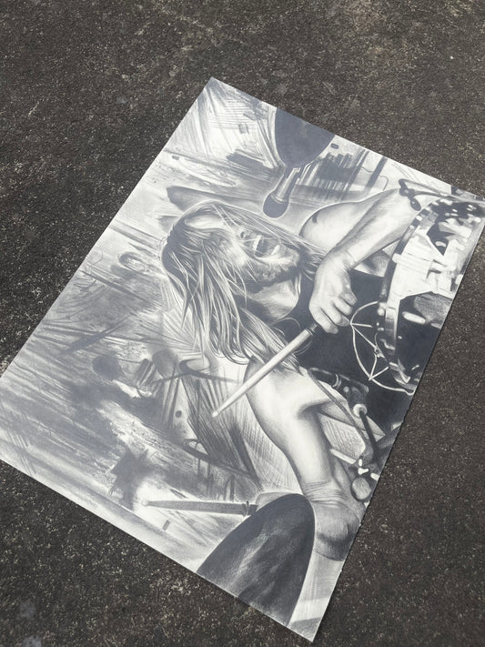 Taylor Hawkins, original drawing, 12x16in