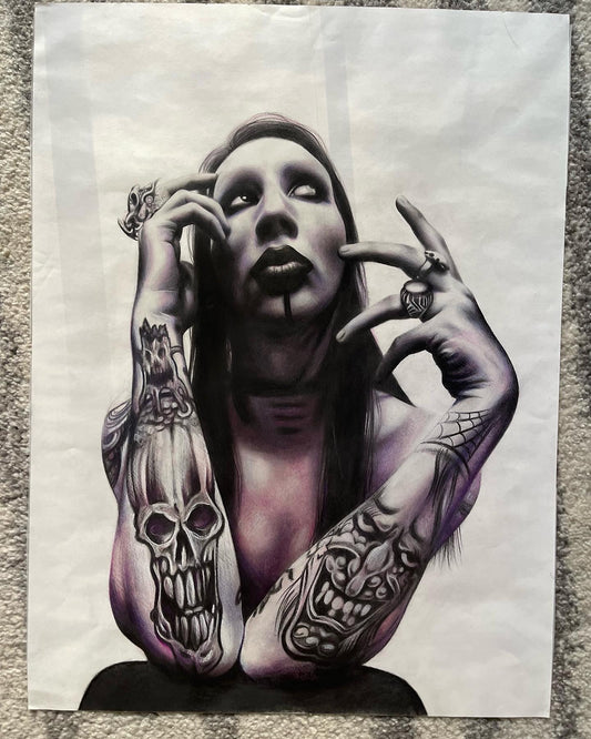 Marilyn Manson, original drawing, 18x24in
